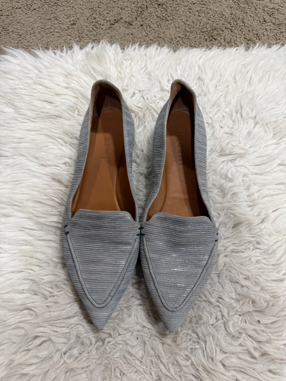 M Gemi Stellato Sacchetto Flats Shoes Size 9.5 US 40.5 EU Gray Shimmer
Suede
